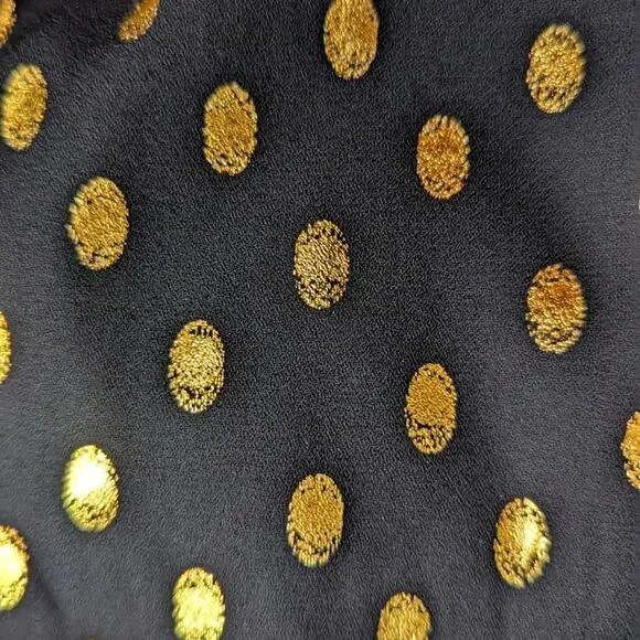 Mac Duggal Leena Flutter Sleeve Gilted Gold Polka Dot Wedding Guest Event Dress - Picture 5 of 6